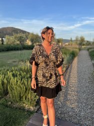 Lexill - Klänning -Mönster-  Svart/Beige - Nyhet