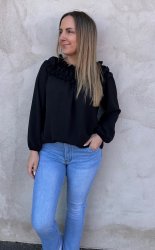 Lexi - Topp med krås  -Svart - Nyhet
