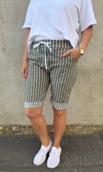 Liana - Shorts med Knyt  - Randiga - Khaki- Nyhet