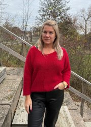 Linn - Stickad tröja - Röd - Nyhet