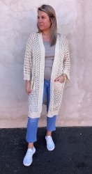Letizia - Stickad Kofta - Längre- Beige-  Nyhet