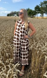 Lucie - Klänning - Prickig - Beige/Choco -  Nyhet