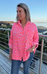 Lykka - Skjorta - Leopard - Fuxia/Orange-  Nyhet