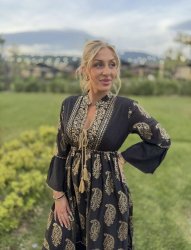 Marlene  - Klänning -  Mönster - Svart - Nyhet
