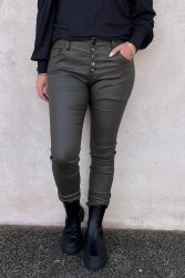 Matilda - Vaxade byxor - Knappmix  - Khaki- Nyhet