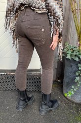Mie- Jeans med strass L8057- Brun - Nyhet