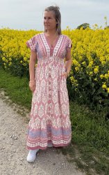 Mindy - Klänning - Mönster - Rosa/Cream/Blå-  Nyhet