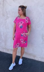 Miranda - Linnetunika med blommor - Cerise
