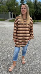Mirjam  -Längre tröja  - Sicksack - Brun/Khaki - Nyhet