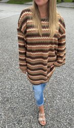 Mirjam  -Längre tröja  - Sicksack - Brun/Khaki - Nyhet