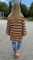 Mirjam  -Längre tröja  - Sicksack - Brun/Khaki - Nyhet