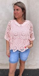 Nelia - Virkad Topp - Rosa - Nyhet