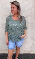 Nelia - Virkad Topp - Khaki - Nyhet