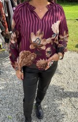 Octavia - Blus - Mönster - Bordo - Nyhet