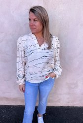 Pennie- Blus- Creme/Svart- Nyhet