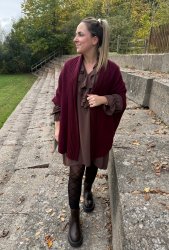 Polly - Stickad poncho - Bordo - Nyhet