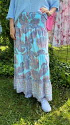 Princess- Kjol - Paisley -  Blå - Nyhet