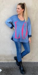 Qina - Sweater med tekst - Blå - Ny
