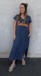 Rosali- Tshirt klänning  - Navy- Nyhet
