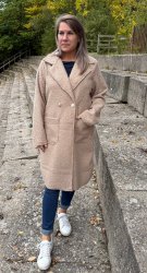 Rut - Teddyjacka Lång - Taupe- Nyhet