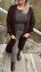 Saga - Långkofta - Brun-  Nyhet