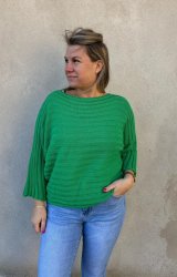 Sandrina - Stickad tröja - Grön- Nyhet