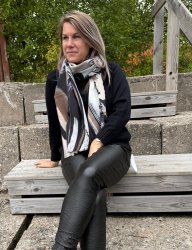 Celine - Sjal - Mönster  - Svart/Grå/Taupe - Nyhet