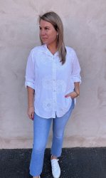 Molly- Skjortblus - Blommor - Vit