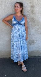 Sofie -Klänning - Mönstrad - Blå - Nyhet