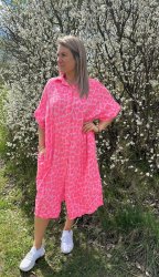 Stacey - Skjortklänning- Leopard - Fuxia-  Nyhet