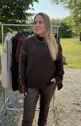 Lone - Stickad tröja - Choco- Leopard - Nyhet