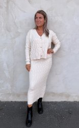Nina- Stickat Set Kofta & kjol - Beige- Nyhet
