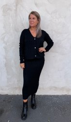 Nina- Stickat Set Kofta & kjol - Svart- Nyhet