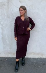 Nina- Stickat Set Kofta & kjol - Wine- Nyhet