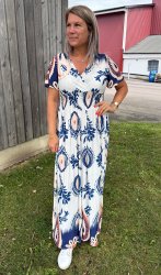 Taylor - Långklänning  Mönster - Navy - Nyhet