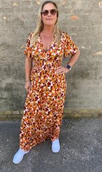 Taylor - Lang kjole - Blomstermønster - Gul - Ny