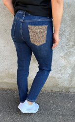 Trina - Jeans med leopard - Mörk Denim - Nyhet