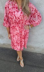 Viaba - Klänning - Mönster- Rosa/Röd -  Nyhet