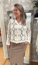 Linda - Kofta - Virkad - Beige - Nyhet