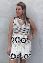 Saga - Topp- Virkad - Beige/Svart- Nyhet