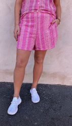 Zandra - Shorts med brodyr - Rosa - Nyhet