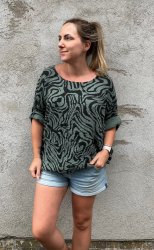 Carla - Bomullstopp - Zebra  - Khaki-  Nyhet