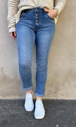 Zelma - Jeans med knappar L97 - Ljus denim  - Nyhet