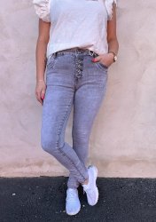 Zelma - Jeans med knappar - Ljusgrå - Nyhet