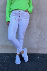 Zelma - Jeans med knappar - Vit- Nyhet