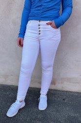 Zelma - Jeans med knappar - Vit - Nyhet