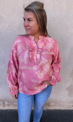 Joceline- Blus - Mönster- Rosa- Nyhet