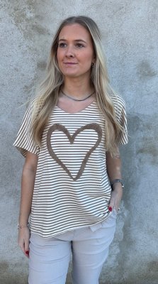 Macey - T-shirt - Hjärta - Beige
